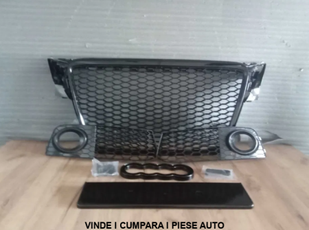 Set Grila radiator+proiectoare RS Look negru lucios Audi A4 B8 2007-2012