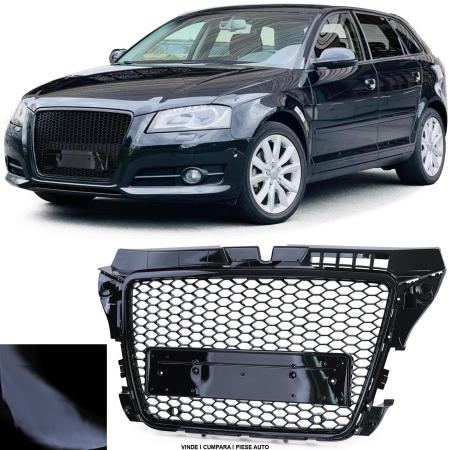 Grila radiator Audi A3 2008-2012 TIP FAGURE RS LOOK Negru lucios