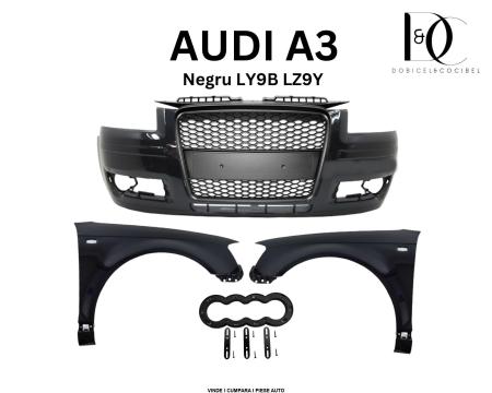 Pachet Bara aripi fata Audi A3 2005-2008 + Sportback Negru LY9B LZ9Y Vopsite 8P4807105GRU 8P0821105C 8P0821106C