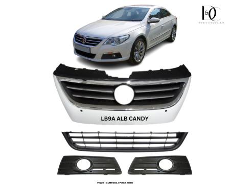 Set Grile Bara fata Radiator VW PASSAT CC 2008-2012 Alb LB9A Candy White Vopsita 3C8853651QGRU 3C88536779B9 3C8853665C9B9