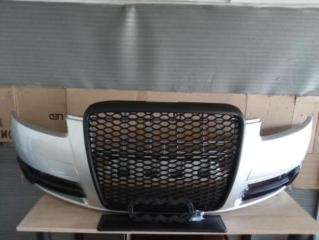 Pachet Bara Grila radiator fata Audi A6 C6 Argintiu LY7W Light Silver Vopsita 2004-2008 4F0807105GRU