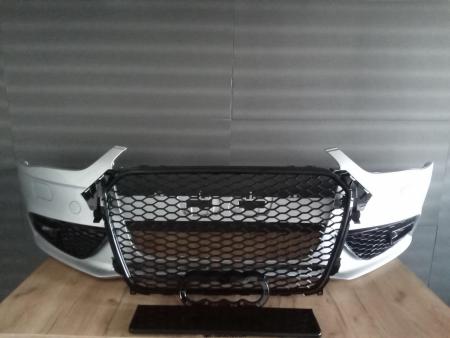 Pachet bara fata + grile Tip fagure lucios negru Audi A4 B8 Argintiu LX7W Ice Silver Vopsita 2011-2015 8K0807065CGRU