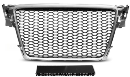 Grila radiator Audi A4 B8 Tip Fagure Negru Bandou Argintiu 2007-2012 GRAU03