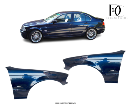 Set Aripa fata BMW E46 1998-2001 Albastru 317 Orient Blau Metallic Vopsite Stanga/Dreapta 41358240405 41358240406