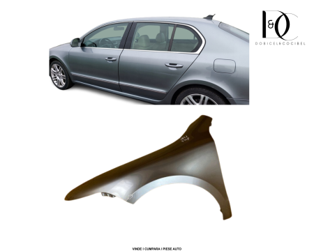Aripa fata Skoda Superb 2008-2012 Gri LF8L Platinium Grey Vopsita Stanga 3T0821021