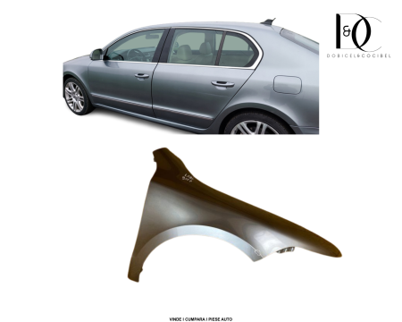 Aripa fata Skoda Superb 2008-2012 Gri LF8L Platinium Grey Vopsita Dreapta 3T0821022