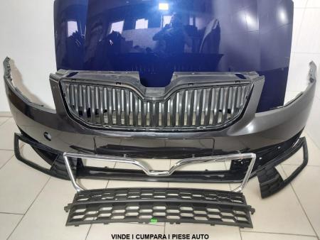 Fata Completa Skoda Octavia 3 III 2013 2014 2015 2016 2017 Bara + Ornament Cromat + Grile (Negru)