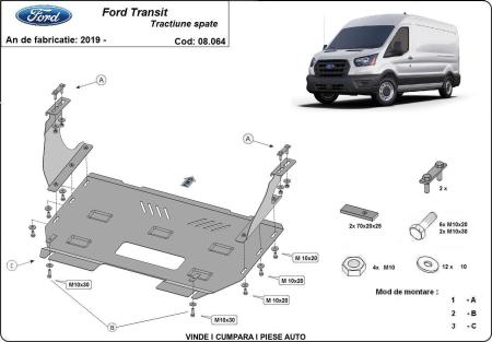 Scut metalic motor FORD Transit 2019-2023 08064