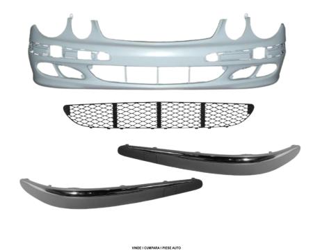 Pachet Bara, Banduri, Grila fata Mercedes E-CLASS W211 Classic/Elegance 2002-2006 Grunduita A2118800040, A2118850521, A2118850621
