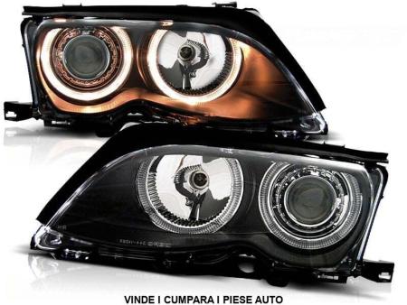Faruri Angel Eyes BMW E46 facelift 2001-2005 fundal negru Tuning-Tec LPBM86