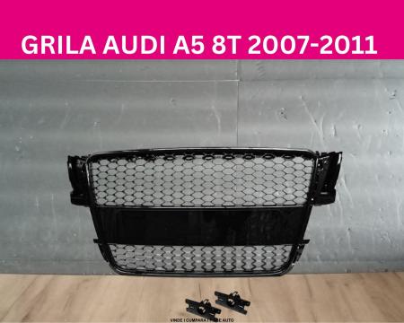 Grila radiator Audi A5 8T 2007-2011 tip fagure RS Look Tuning-Tec GRAU50 Negru lucios