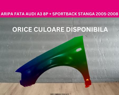 Aripa fata Audi A3 8P + Sportback Negru,Gri,Alb,Albastru,Rosu vopsita stanga 2005-2008  8P0821105D