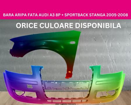 Bara Aripa fata Audi A3 8P + Sportback Negru,Gri,Alb,Albastru,Rosu vopsita 2005-2008 stanga 8P4807105GRU, 8P0821105D