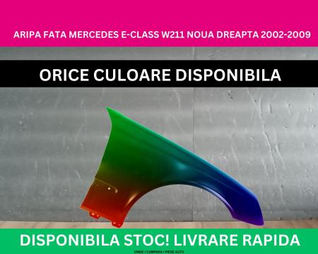 Aripa fata Mercedes E CLASS W211 Negru,Gri,Alb,Albastru vopsita 2002-2009 dreapta A2118801418, 2118801418