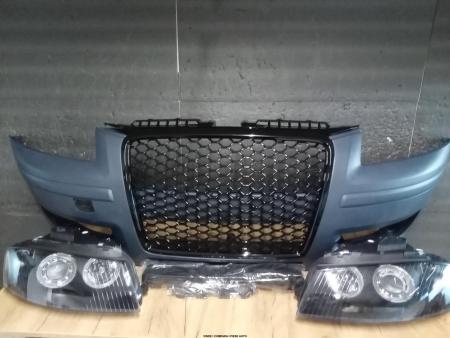 Bara, faruri angel eyes,grila radiator fagure lucios fata Audi A3 8P 05-08 8P4807105GRU grunduita