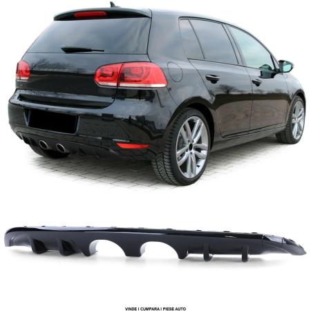 Fusta Difuzor Bara spate dubla evacuare mijloc VW Golf 6 (VI) 2008-2012 Negru lucios