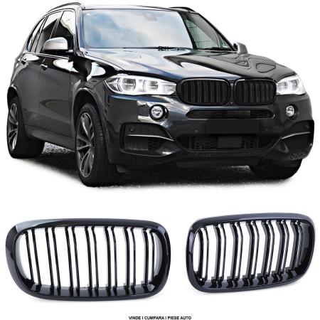 Grile nari duble ventilatie capota BMW X6 F16 2014-2018 Negru Lucios
