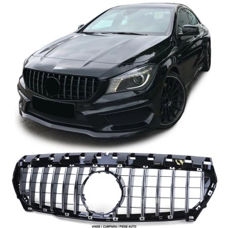 Grila masca radiator Sport Look Mercedes CLA C117 2013-2017 Negru lucios/Crom