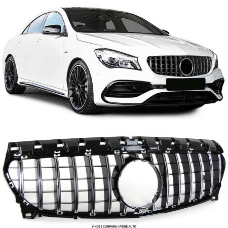 Grila masca radiator Sport Look Mercedes CLA C117 Facelift 2017-2019 Negru lucios/Crom