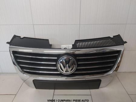 Grila Fata Radiator Crom VW Passat B6 An 2005 2006 2007 2008 2009 2010 2011 (Cu Emblema, High)