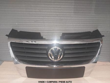 Grila Fata Radiator Crom VW Passat B6 An 2005 2006 2007 2008 2009 2010 2011 (Cu Emblema)
