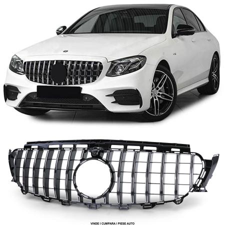 Grila masca radiator Panamericana Mercedes E-CLASS W213 2016-2020 Negru lucios/Crom