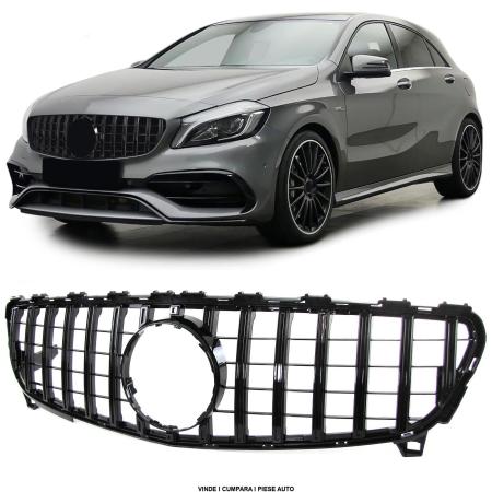 GRILA MASCA RADIATOR PANAMERICANA MERCEDES A-CLASS W176 Facelift 2015-2018 Negru Lucios