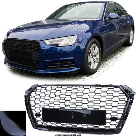 Grila masca radiator RS LOOK Audi A4 B9 8W 2015-2019 Negru lucios