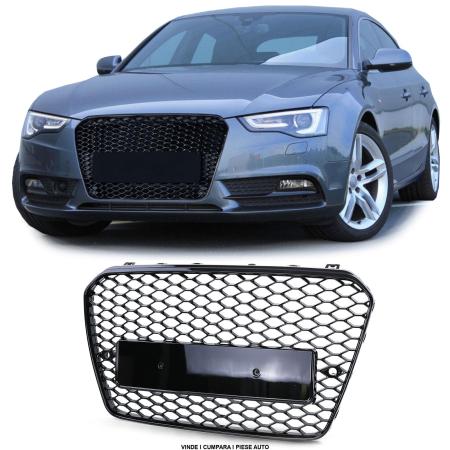 Grila masca radiator RS LOOK A5 B8 8T Coupe / Cabrio / Sportback 2011-2016 Negru lucios