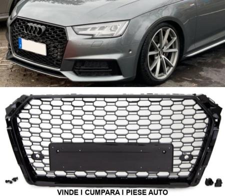 Pachet grila radiator grile proiectoare Audi A4 B9 8W 2015-2019 S-LINE Negru lucios