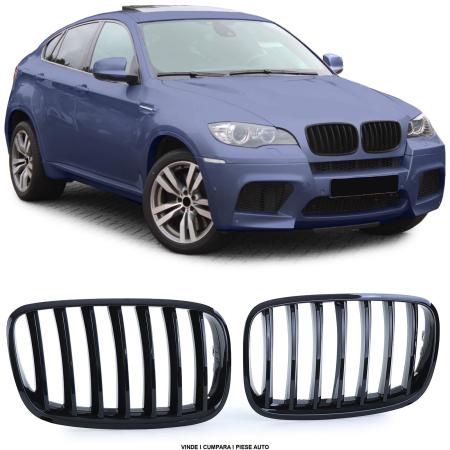 Set Grile bara fata radiator BMW X6 E71 2006-2013 Negru lucios