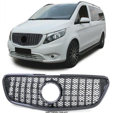 Grila masca radiator panamericana Mercedes V-CLASS Vito W447 2014-2019 CARBON-LOOK