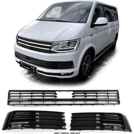 Set grile Bara fata cu distronic VW Transporter T7 2015-2019 Negru lucios