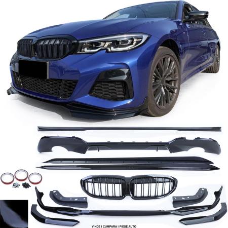 Bodykit spoiler Bara fata Spate Eleron Praguri BMW Seria 3 G20 2018-2022 Negru lucios