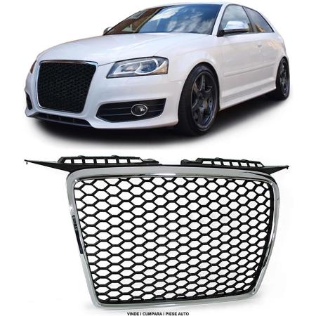 Grila radiator Audi A3 2005-2008 RS LOOK NEGRU LUCIOS-CROM