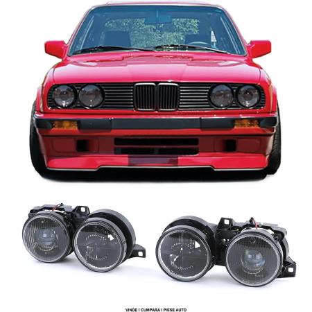 Set faruri BMW seria 3 E30 H1 H1 1987-1993 fumuriu-clar
