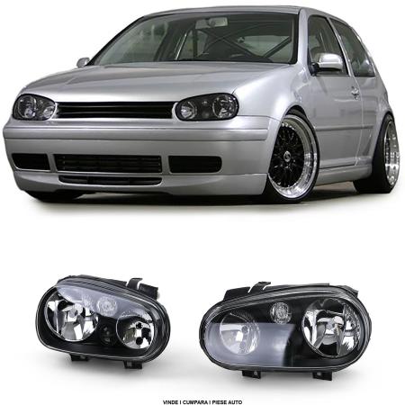 Set faruri VW Golf 4 H7/H1/H3 cu bec ceata fundal negru 1998-2003 stanga-dreapta
