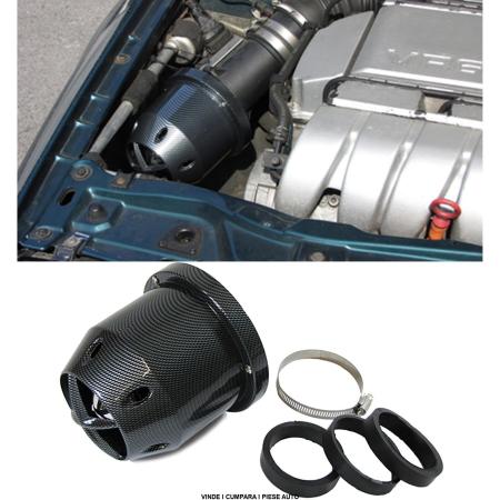 Filtru aer sport universal adaptoare 60/65/70mm Carbon Look
