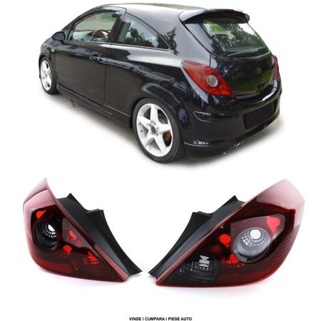 Set stopuri Opel Corsa D 3usi 2006-2015 rosu-fumuriu OPC LOOK