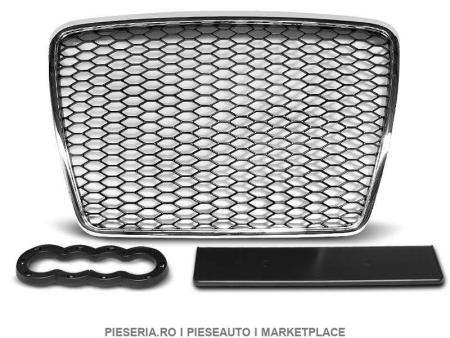 Grila radiator Audi A6 RS LOOK Bandou cromat-Negru lucios 2008-2010 GRAU14