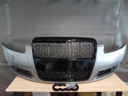 Pachet Bara fata CU GRILA RS LOOK Audi A6 4F + combi 2004-2008 LX7W LY7W Argintiu