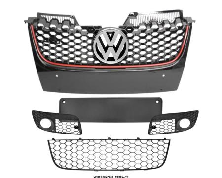 Set Grila masca radiator fata VW Golf 5 GTI Negru lucios 1K0853651EVW8 1K0807285B